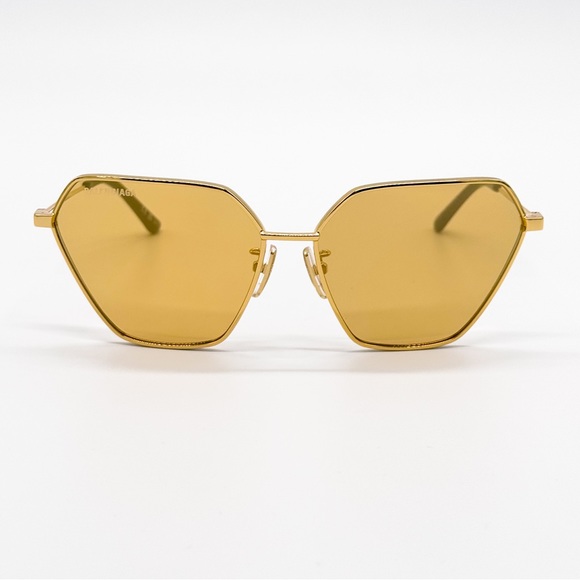 NEW BALENCIAGA BB0194S 002 GOLD GEOMETRIC WOMEN SUNGLASSES BALENCIAGA - Picture 5 of 10